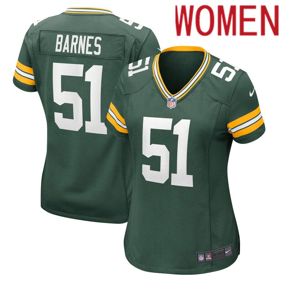 Women Green Bay Packers #51 Krys Barnes Nike Green Nike Game Player NFL Jersey